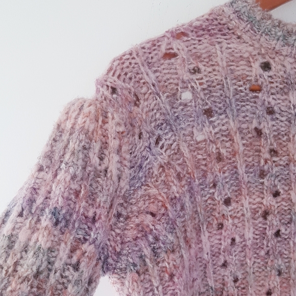 BARTOLINI Pink Marled Puff Shoulder Knitted Sweater - Picture 3 of 8